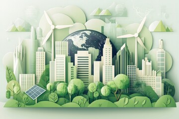 Wall Mural - As energy consumption and CO2 emissions increase, so do renewable energy by 2050 carbon neutral energy, creative idea concepts for saving energy and stock.