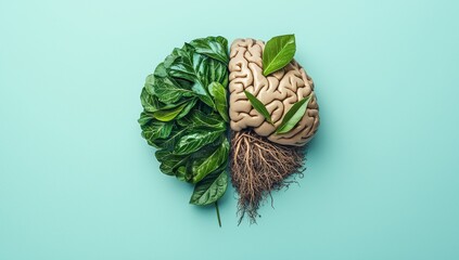 Wall Mural - The brain green health herb concept by Stocke