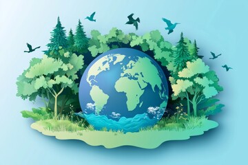 Wall Mural - Art, Environment, Saving Water, World Environment Day, Generate AI, Protect the Environment and Save Earth Water