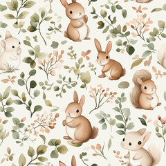 seamless pattern with rabbits