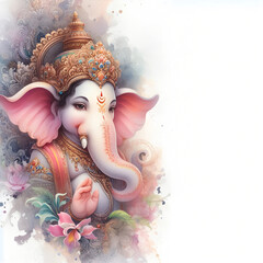 Canvas Print - Watercolor Lord Ganesh background image