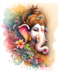 Sticker - Watercolor Lord Ganesh background image