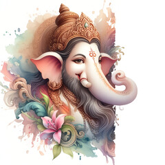 Sticker - Watercolor Lord Ganesh background image