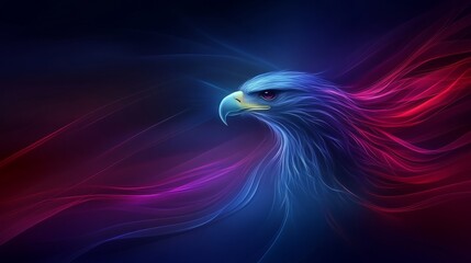 Poster - Wireframe design showing dynamic lines and points based on an abstract eagle theme. The perfect choice for technical projects.