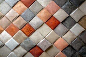 Poster - Colorful square shaped tiles forming modern geometric pattern