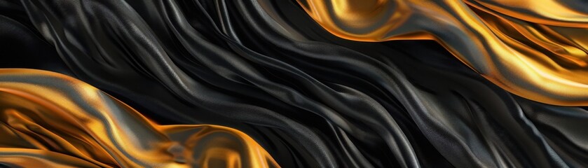 Poster - A stunning abstract image featuring flowing black and gold textures, evoking elegance and modernity in design.