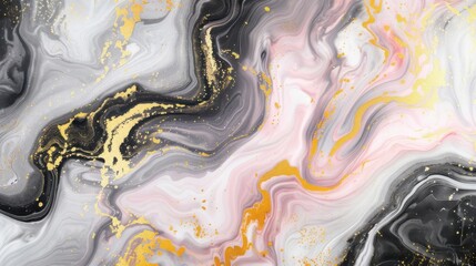 Poster - Elegant abstract marble texture with rich hues of pink, gold, and grey, perfect for backgrounds and modern design projects.