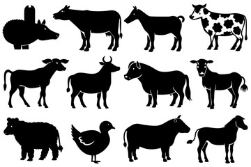 Wall Mural - farm animals collection vector illustrations