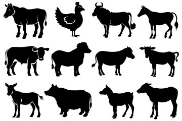 Wall Mural - farm animals collection vector illustrations