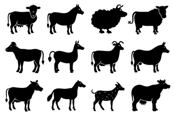 Wall Mural - farm animals collection vector illustrations