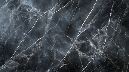 Poster - Dark Grey Marble Texture with Light Grey and White Veins, Polished and Modern Surface