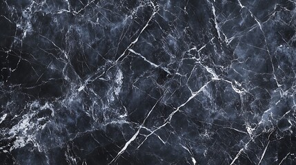 Poster - Dark Grey Marble Texture with Light Grey and White Veins, Polished and Modern Surface