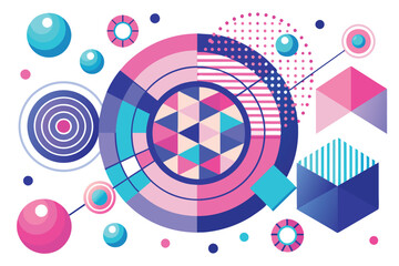 Poster - A vibrant abstract design featuring an array of geometric shapes in various colors, creating a dynamic visual experience.