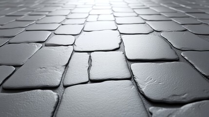 Poster - A close up of a gray stone floor with a white tile pattern