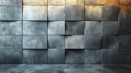 Wall Mural - A wall made of gray bricks with a few cracks