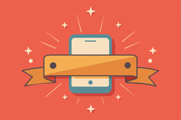Poster - A phone illustrated with a stylish ribbon, symbolizing a fusion of modern communication and artistic design.