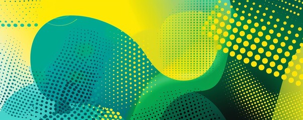 Wall Mural - abstract colorful background with geometrical, liquid, wavy shapes in yellow and green. futuristic, 