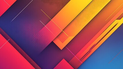 Poster - Modern Abstract Background with Intersecting Geometric Shapes in Bold Primary Colors