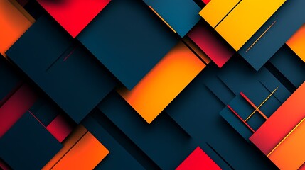 Poster - Modern Abstract Background with Intersecting Geometric Shapes in Bold Primary Colors