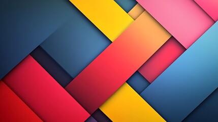 Aufkleber - Modern Abstract Background with Intersecting Geometric Shapes in Bold Primary Colors