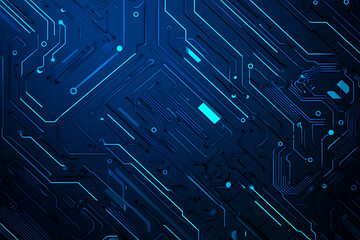 Futuristic vector illustration of a blue circuit board with intricate digital tech elements, perfect for advanced technology backgrounds.