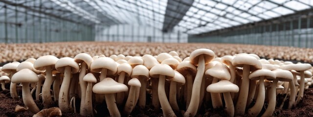 Wall Mural - Growing mushrooms on a farm. Home Farm Havert Oyster Mushroom.