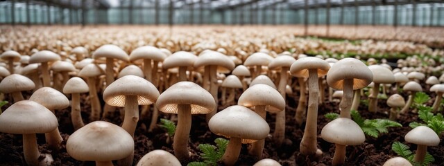 Wall Mural - Growing mushrooms on a farm. Home Farm Havert Oyster Mushroom.