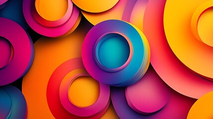 Poster - Vibrant Modern Abstract Background with Overlapping Circular Shapes in Bright Colors