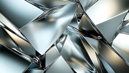 Fototapete - Futuristic Modern Abstract Background with Metallic Sheen and Angular Lines in Silver and Gold