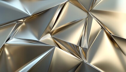 Fototapete - Futuristic Modern Abstract Background with Metallic Sheen and Angular Lines in Silver and Gold