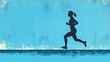 © Khukrit - Silhouette of Person Running on Plain Blue Background with Dramatic Lighting