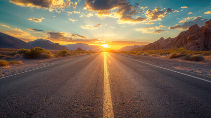 road in mountains sunset background, tour tourism and friends concept