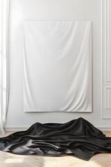 Poster - Blank Canvas Mockup With Black Fabric On Floor