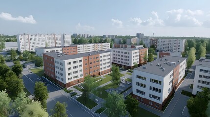 Aerial View of Apartment Buildings in a City