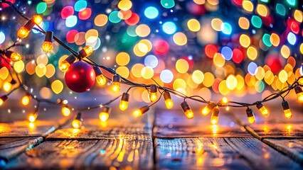 Christmas and New Year holidays background with bokeh defocused lights