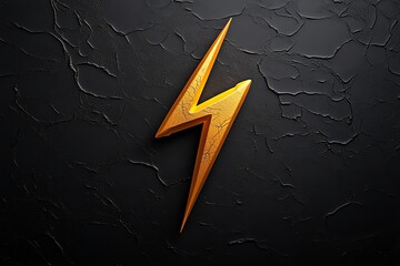 Poster - A golden lightning bolt symbol on a dark textured background.
