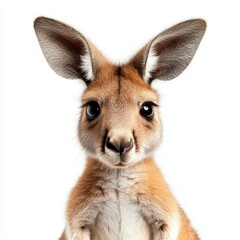 Wall Mural - Face of a kangaroo close up on a transparent background