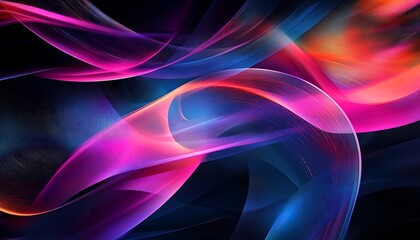 Poster - Dynamic Technology Abstract Background with Vibrant Digital Data Streams in Overlapping Translucent Layers