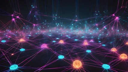 A colorful, abstract image of many small dots and lines