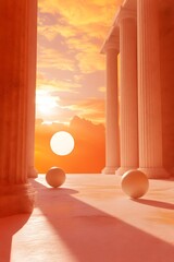 Poster - Sunset View From Ancient Columns