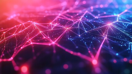 Poster - Vibrant Technology Background with Glowing Interconnected Nodes and Digital Connectivity