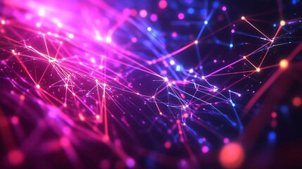 Poster - Vibrant Technology Background with Glowing Interconnected Nodes and Digital Connectivity