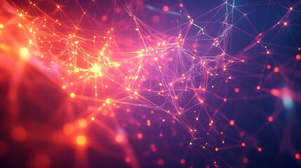 Poster - Vibrant Technology Background with Glowing Interconnected Nodes and Digital Connectivity