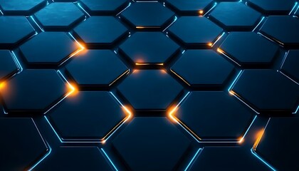Poster - Modern Technology Background with Hexagonal Tiles and Glowing LED Lights