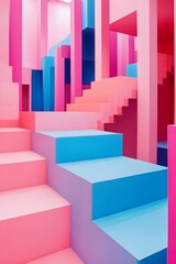 Poster - Colorful Abstract Architecture with Pink Blue and Orange