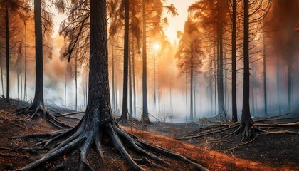 Wall Mural - fire in the forest