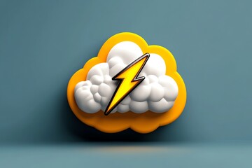 Poster - A yellow cloud with a lightning bolt icon on a blue background.