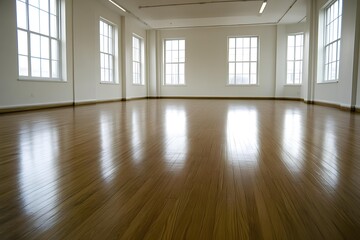 Wall Mural - Empty Room With Hardwood Floor And Large Windows