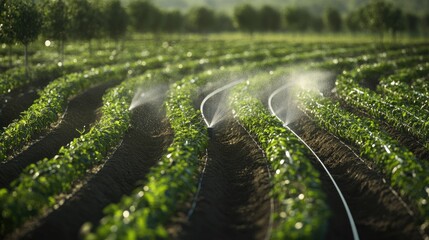 Wall Mural - Advanced irrigation system controlled by real-time weather data.