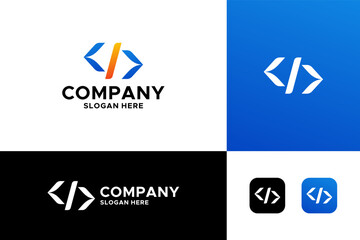 Code logo designs vector illustrations